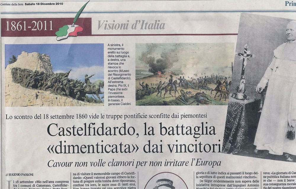 Una pagina del Corriere della Sera sulla Battaglia