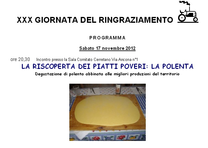 XXX giornata del ringraziamento