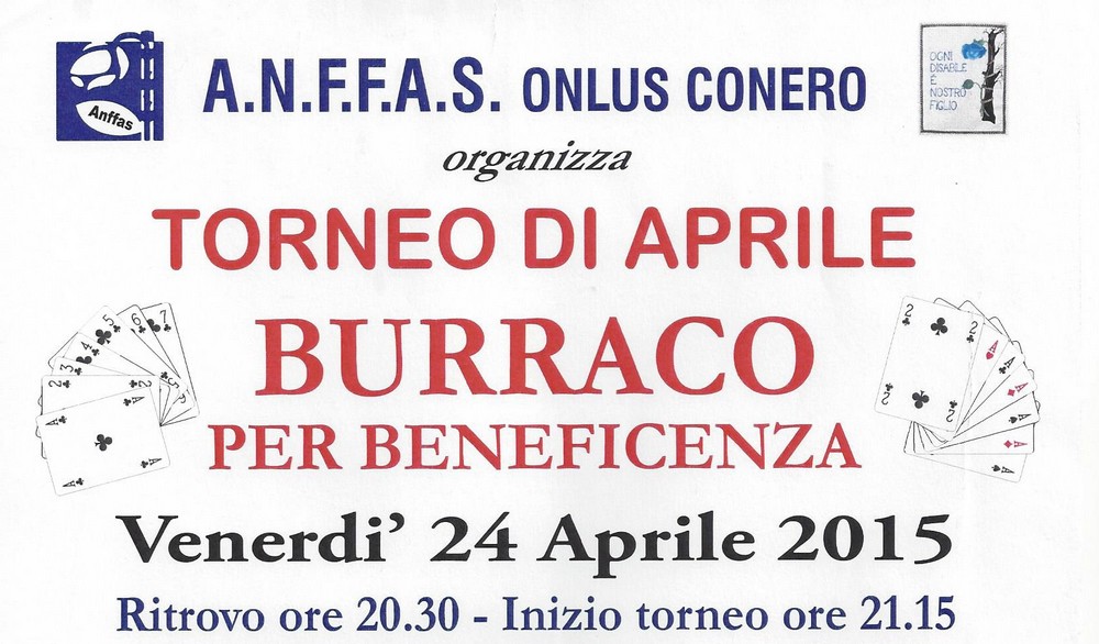 Torneo di aprile burraco per beneficenza