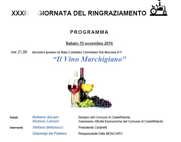 XXXIV giornata del ringraziamento