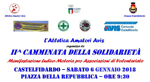 6 gennaio, camminata della solidarietà con l`A.A. Avis