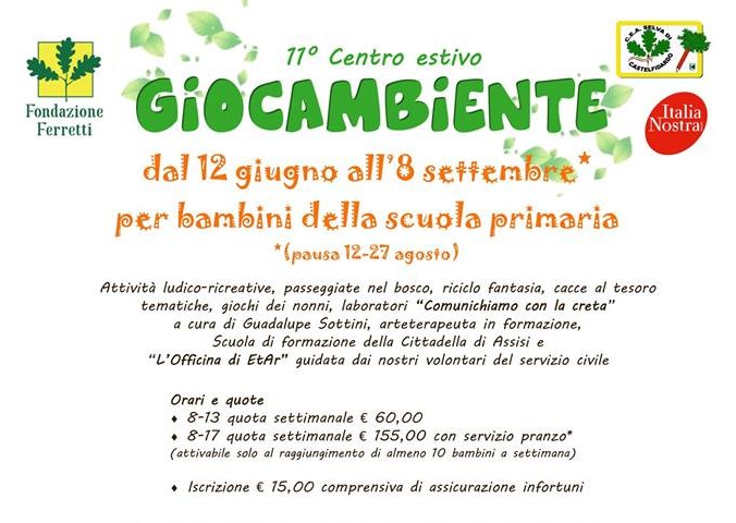 Giocambiente alla Selva, prenotazione on line dal 3/5