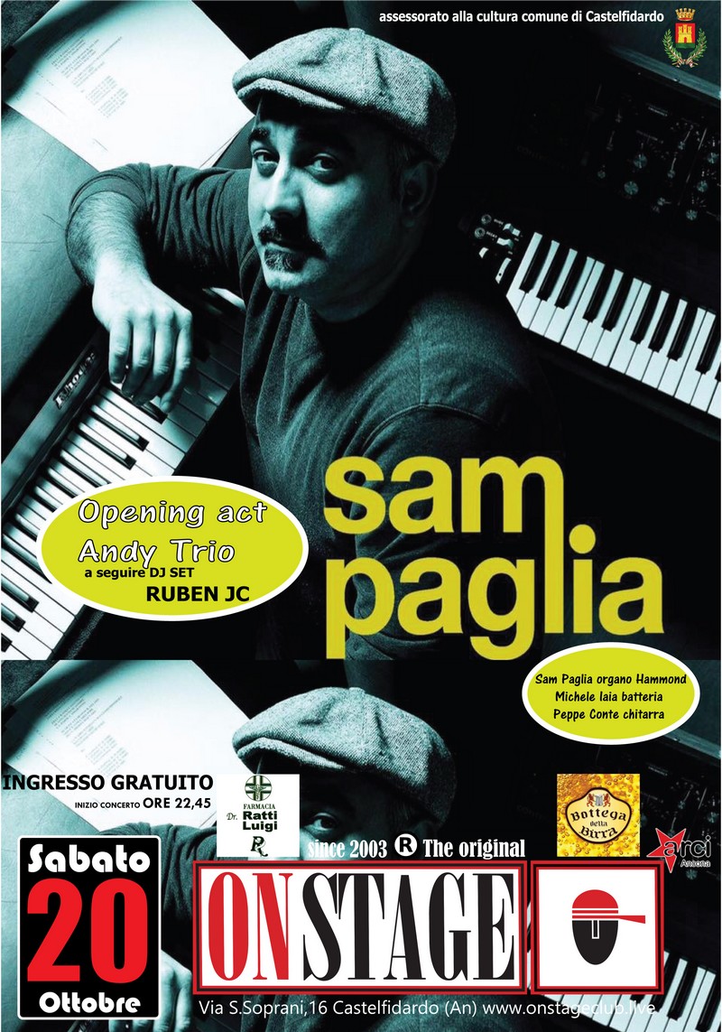 Sam Paglia trio sabato all`On Stage club