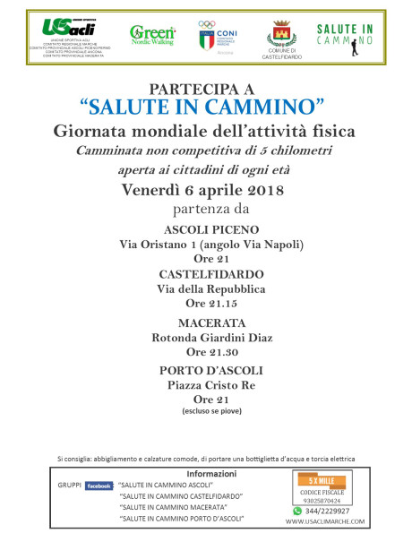 Venerdì la "passeggiata della salute" con l`US Acli